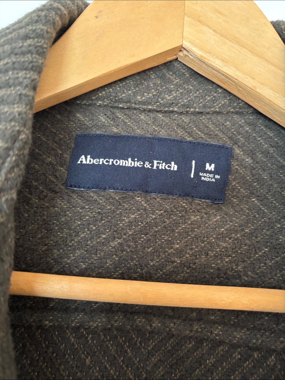 Abercrombie & Fitch Herringbone Cotton Shirt Jacket Men’s M Olive-Brown EUC - Picture 2 of 11